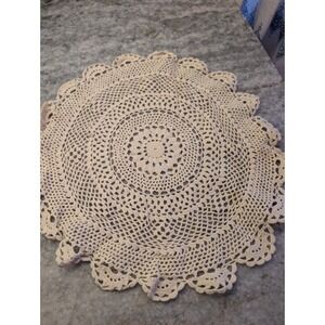 Vintage Ecru Scalloped Doily 12"‎ Handmade